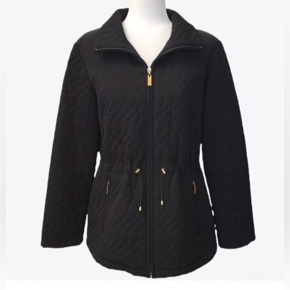 Ellen Tracy Jackets & Blazers - Ellen Tracy Black Quilt Winter Jacket XL Zip Drawstring Waist Plush Lining EUC